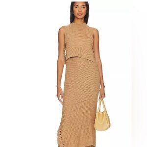 HOUSE OF HARLOW 1960- CAMEL SWEATER & SKIRT SET- TOP SIZE S- SKIRT SIZE XS